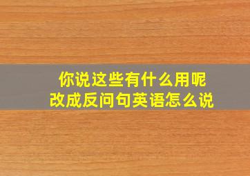 你说这些有什么用呢改成反问句英语怎么说