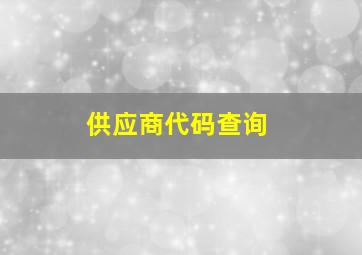 供应商代码查询