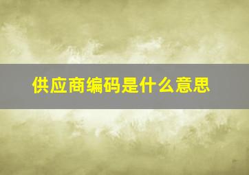 供应商编码是什么意思