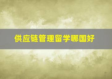 供应链管理留学哪国好