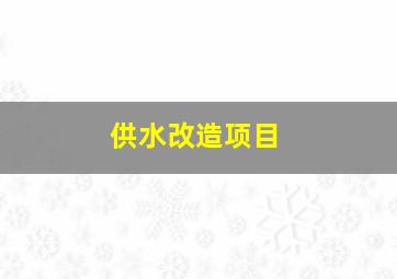 供水改造项目