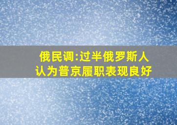 俄民调:过半俄罗斯人认为普京履职表现良好