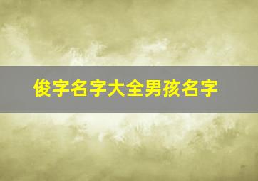 俊字名字大全男孩名字