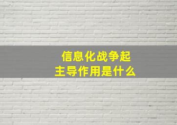 信息化战争起主导作用是什么