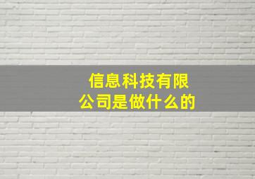 信息科技有限公司是做什么的