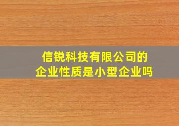 信锐科技有限公司的企业性质是小型企业吗