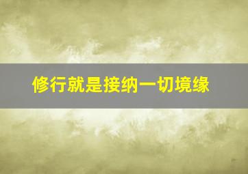 修行就是接纳一切境缘