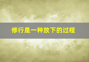 修行是一种放下的过程