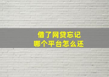 借了网贷忘记哪个平台怎么还