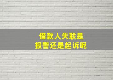 借款人失联是报警还是起诉呢