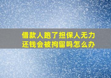 借款人跑了担保人无力还钱会被拘留吗怎么办