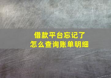 借款平台忘记了怎么查询账单明细