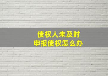 债权人未及时申报债权怎么办