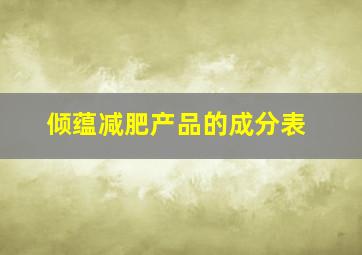 倾蕴减肥产品的成分表