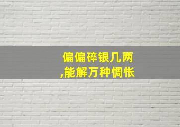 偏偏碎银几两,能解万种惆怅