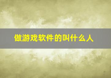 做游戏软件的叫什么人