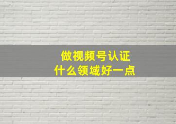 做视频号认证什么领域好一点