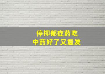 停抑郁症药吃中药好了又复发