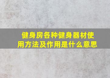 健身房各种健身器材使用方法及作用是什么意思