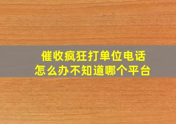 催收疯狂打单位电话怎么办不知道哪个平台