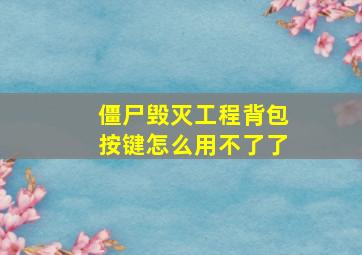 僵尸毁灭工程背包按键怎么用不了了