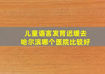 儿童语言发育迟缓去哈尔滨哪个医院比较好