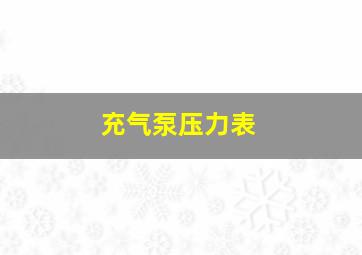 充气泵压力表