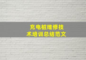 充电桩维修技术培训总结范文