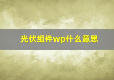 光伏组件wp什么意思