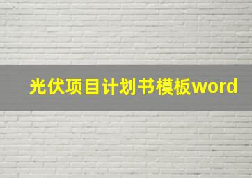 光伏项目计划书模板word