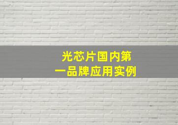 光芯片国内第一品牌应用实例