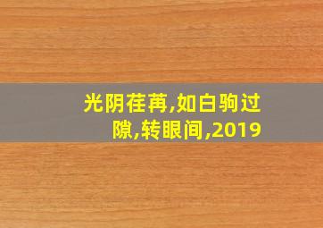 光阴荏苒,如白驹过隙,转眼间,2019