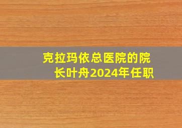 克拉玛依总医院的院长叶舟2024年任职