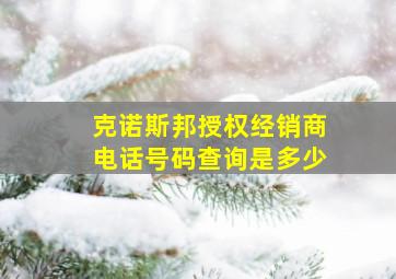 克诺斯邦授权经销商电话号码查询是多少