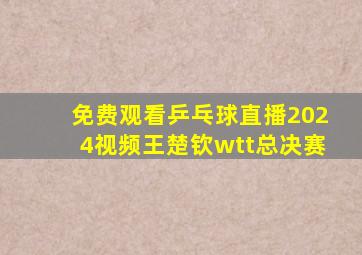 免费观看乒乓球直播2024视频王楚钦wtt总决赛