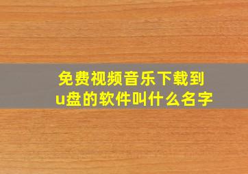 免费视频音乐下载到u盘的软件叫什么名字