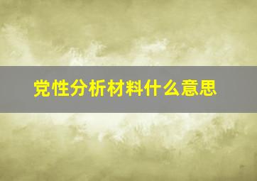 党性分析材料什么意思