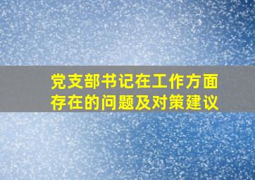 党支部书记在工作方面存在的问题及对策建议