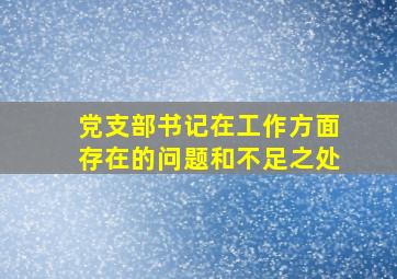 党支部书记在工作方面存在的问题和不足之处