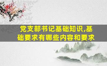 党支部书记基础知识,基础要求有哪些内容和要求