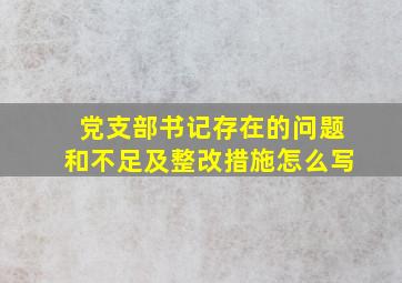 党支部书记存在的问题和不足及整改措施怎么写