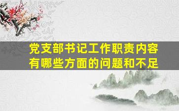 党支部书记工作职责内容有哪些方面的问题和不足