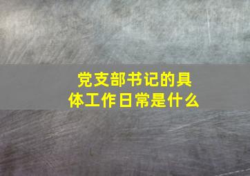 党支部书记的具体工作日常是什么