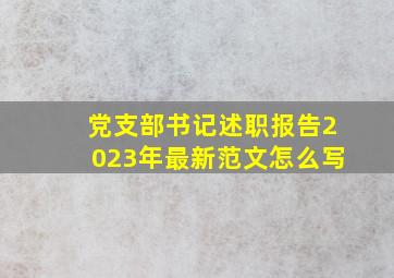 党支部书记述职报告2023年最新范文怎么写