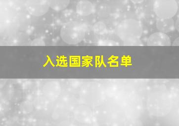 入选国家队名单