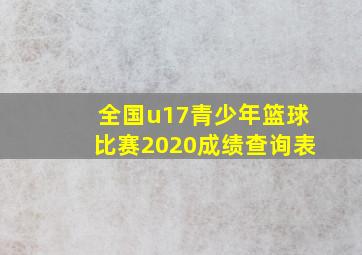 全国u17青少年篮球比赛2020成绩查询表