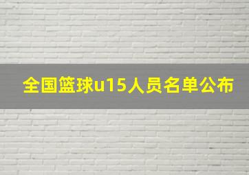 全国篮球u15人员名单公布