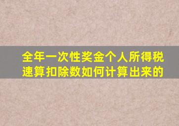 全年一次性奖金个人所得税速算扣除数如何计算出来的