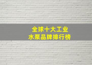 全球十大工业水泵品牌排行榜