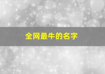 全网最牛的名字